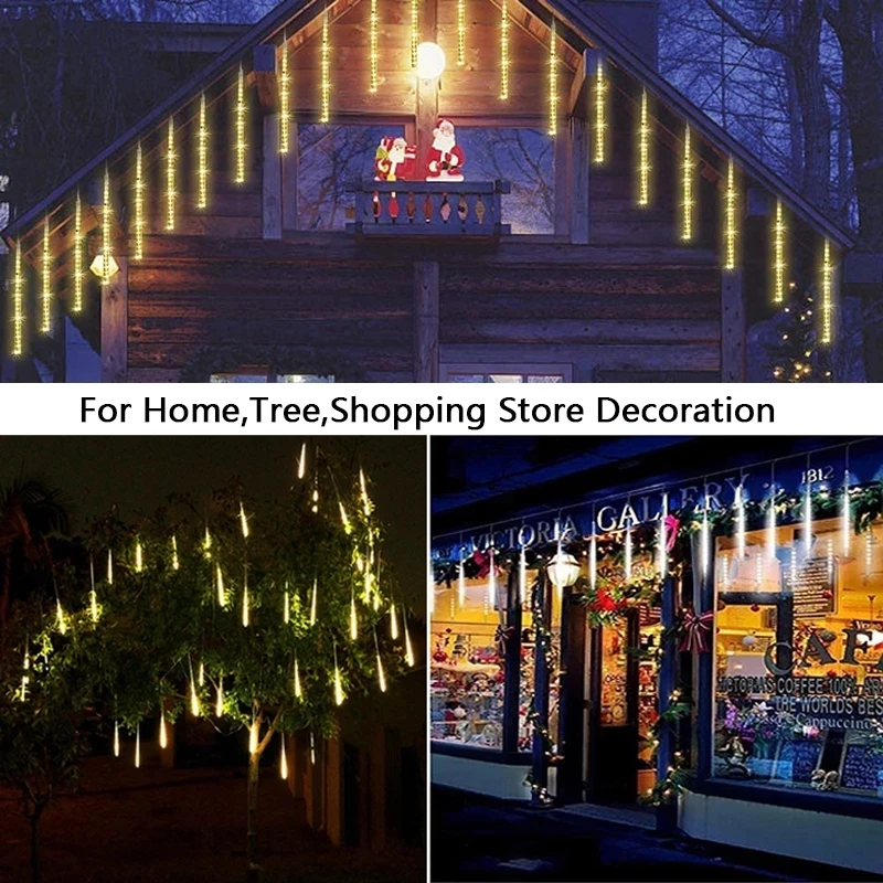 

Solar LED Light Holiday String Light Waterproof Meteor Light 30cm 8 Tube Christmas Wedding Decoration