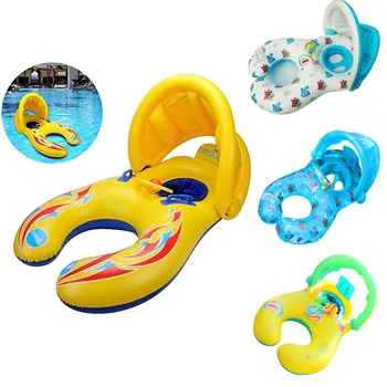 

summer toys Mother And Baby piscina Inflatable Swimming Ring Float bouee gonflable piscine Removable Safety Sunshade Canopy