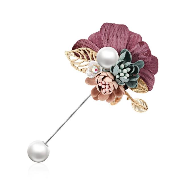 Cloth Art Pearl Fabric Flower Brooch Pin Rose Flower Bowknot Leaf Crystal Bead Cardigan Shirt Shawl Pin Coat Badge Jewelr