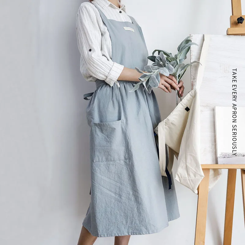 Cotton Women Apron Dress Pastry Chef Vintage Apron Baking Barista Art Adults Woman Gardener Painting Apron Kitchen Accessories