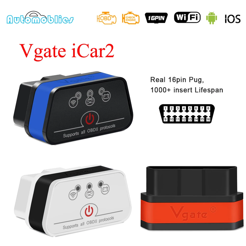 Vgate iCar 2 ELM327 V2.1 wifi OBD2 сканер для Android/IOS Авто Elm 327 obd2 wifi автомобильный диагностический инструмент ELM327 V2.1 считыватель кодов