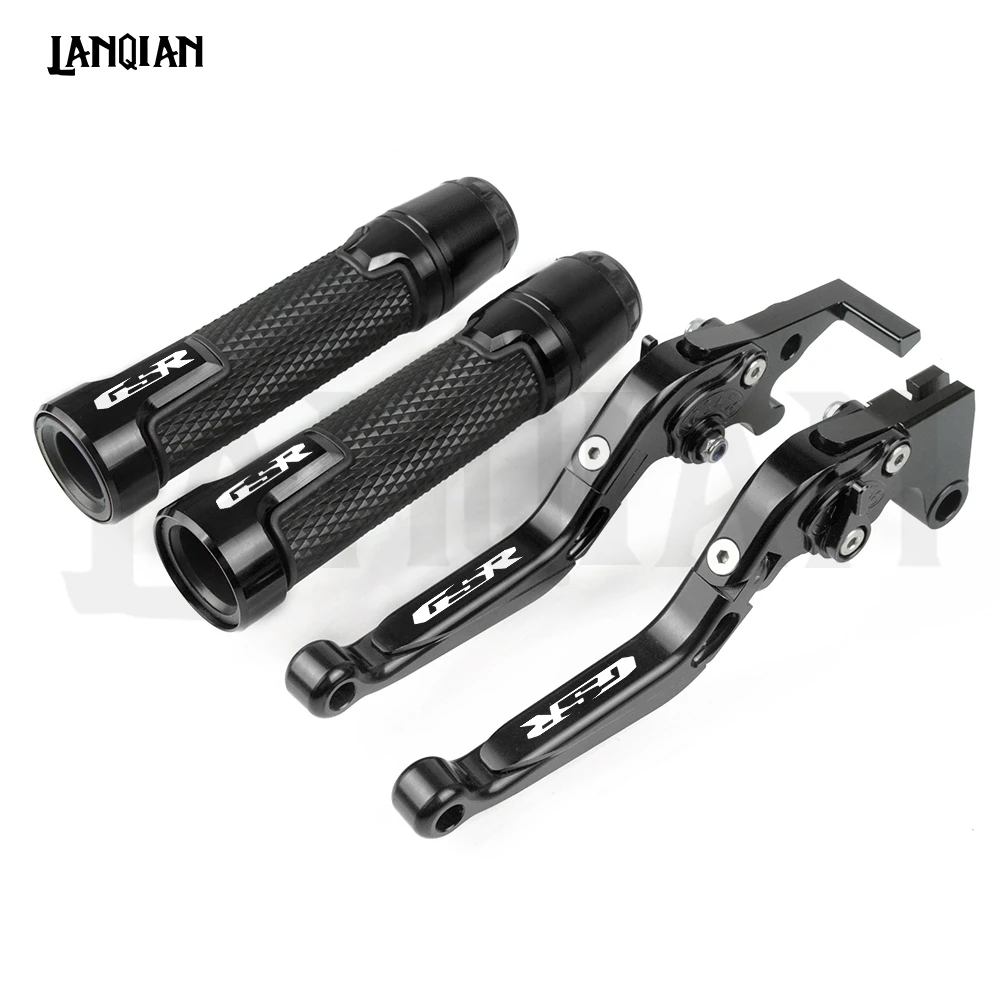 Для SUZUKI GSR 750 2011- GSR 600 2006-2011 GSR 400 2008-2012 мотоциклетные ручки тормоза и сцепления, обработанные на станке с ЧПУ и 7/8 22 мм ручки руля - Цвет: BKBKBKBK And Grips