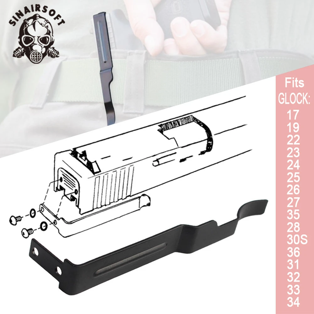 Тактический скрытый пистолет зажим для ремня Glock Slide Holster G17 19 22 23 24 25 26 27 28 30S 31 32 33 34