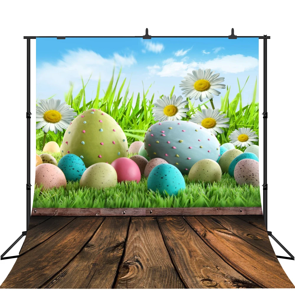 

Lyavshi Vinyl Photography Background wood Floor Colorful Egg happy easter Backdrop For Children newborn photo studio