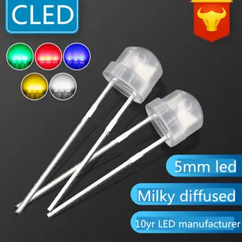 

1000pcs Free shipping 5mm straw hat LEDs Bulb Warm white/Red/Green/Blue/Yellow/White Milky Diffused LED Lamp LED LIGHTIN diode
