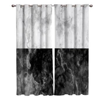 

White Black Marble Natural Window Treatments Curtains Valance Room Curtains Large Window Living Room Curtains Indoor Drapes