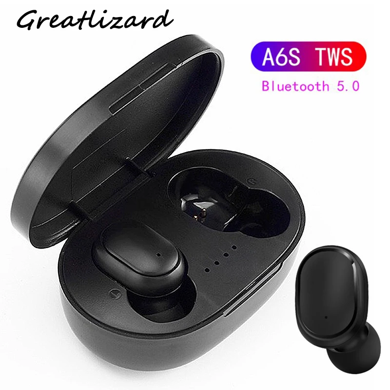 

A6S TWS Bluetooth Wireless Earphones Handsfree Earbuds 5.0 Earphones Noise Cancelling Mic Charging Box For Andriod IOS