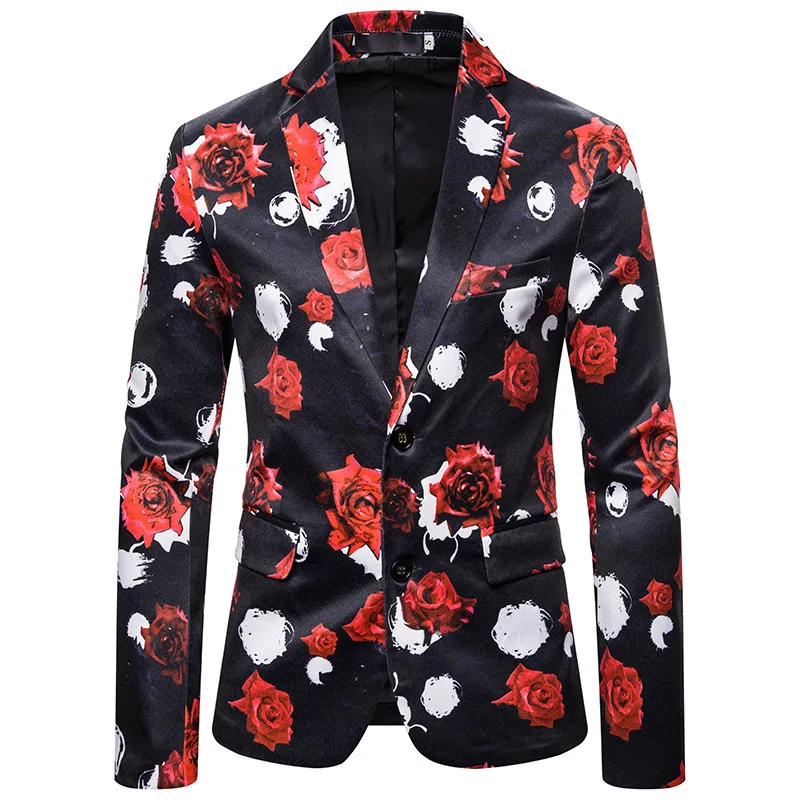 

New Style Rose Pattern Men Suit 3D Digital Printing Suit Xz21