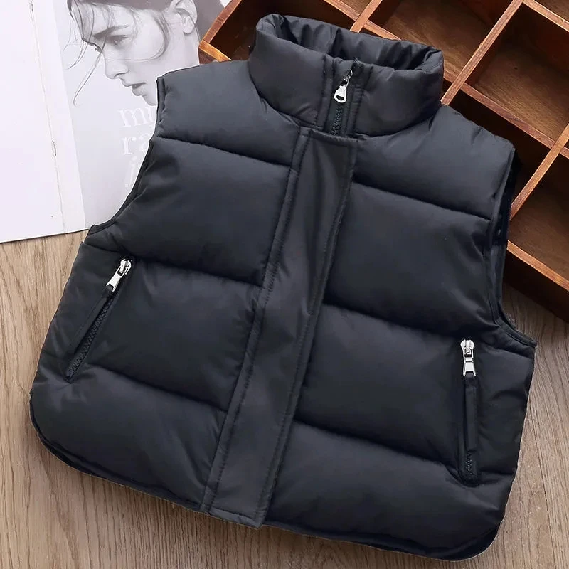 Children Vest Candy Color Down Cotton Vest Children'S Waistcoat Spring Autumn Casual Cardigan Thicken Warm Outerwear Toddler Sleeveless Coat