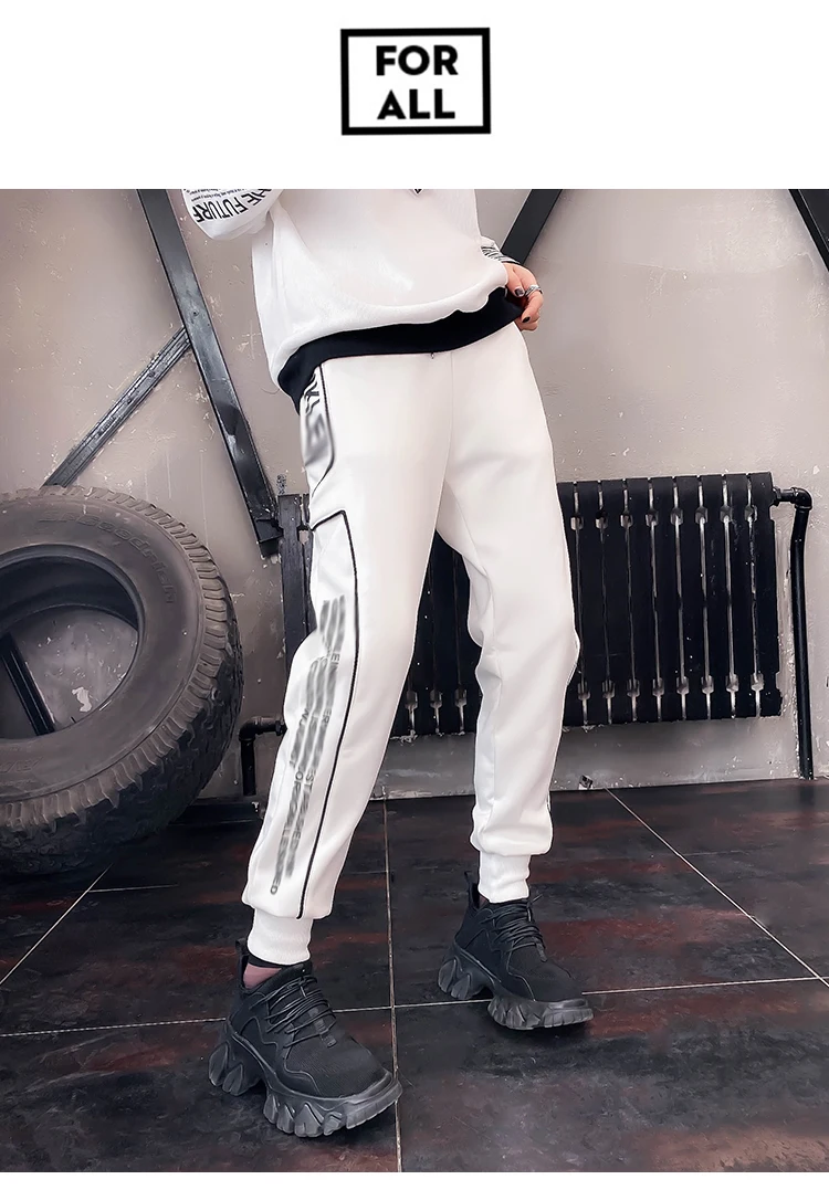 LIAOBUDE Winter Jogger Sweatpants Women Warm Elastic Waist Letters Patch Pants Thick Streetwear Velvet Trousers 1214W989
