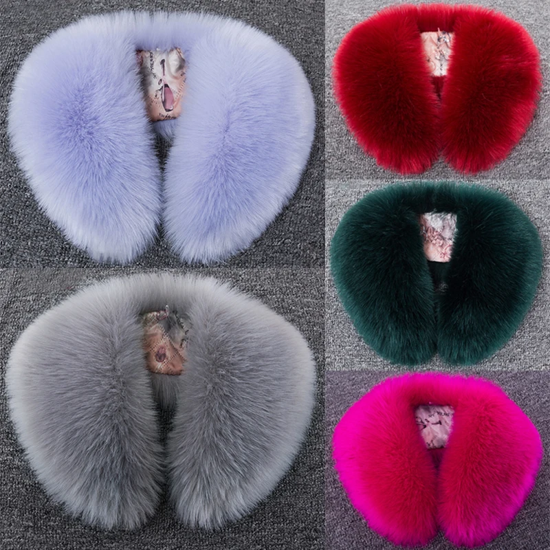 

Multicolor Strip Soft Hood Fur Collars Lady's Bib Scarives Fox Fur Collar Winter Faux Fur Scarf Jacket Coat Hat Decor Shawl