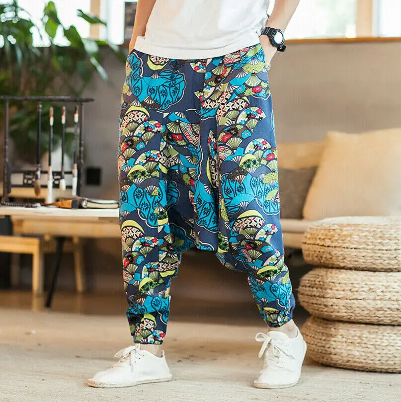 Pantalones holgados de moda para hombre, pantalones informales con estampado  Harem, Hippie, Aladdín, bohemio, gitano, Unisex, de talla grande, 3 colores  - AliExpress