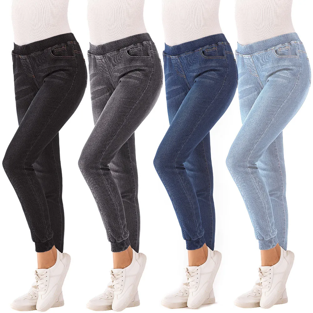 

Jeans for Women Mom Jeans Mid Waist Jeans Woman High Elastic Plus Size Stretch Jeans Female Washed Denim Skinny Pencil Pants#B
