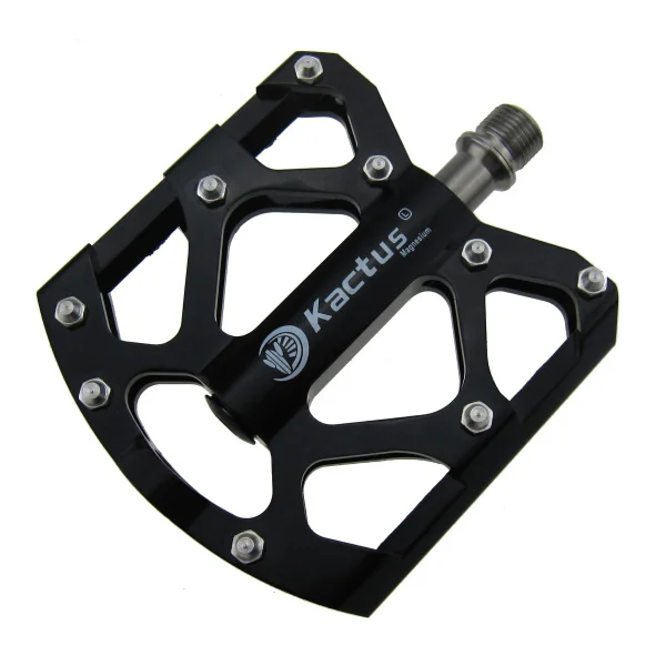KACTUS Ultralight Titanium Axle MTB Road Bike Pedals Magnesium Alloy Body BMX Anti Skid XC DH 18T Cycling Part MTB Accessories 18C steel axle black