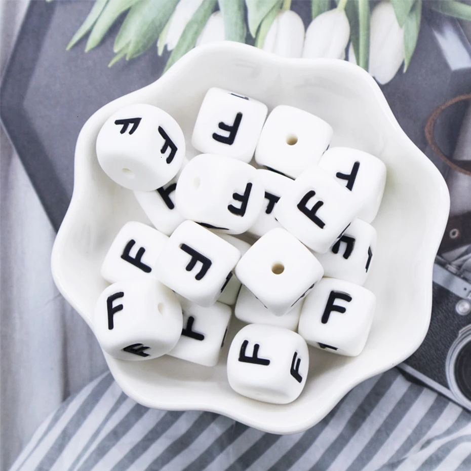 100pc Silicone Alphabet Beads Baby Teething Beads For DIY Necklace Pacifier Chain Nursing Accessories Gifts Silicone Teether Toy