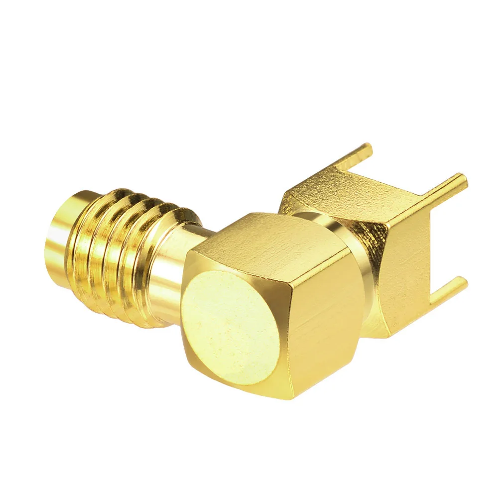 Superbat SSMA Female Right Angle through Hole PCB Mount RF Coaxial Connector Electronic Component for RF Applications