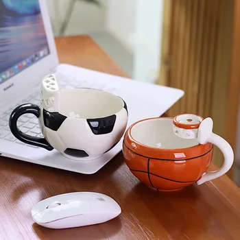 

Creative Ceramic Basketball with Handle Fruit Cup Mug Ceramic Children's Water Cup Milk Coffee Cup Salad Bowl