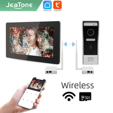 

Jeatone Tuya smart 7 inch WIFI IP Video intercom phone doorbell camera system with wireless WIFI Bridge Box87203BLACK