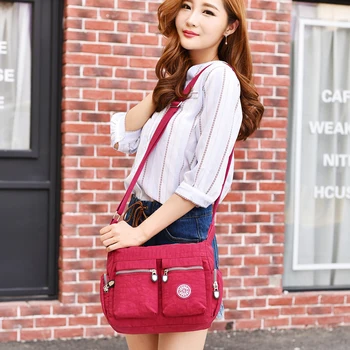 

New Ladies Shoulder Bag Waterproof Nylon Designer Handbag Safety Fashion Zipper Wallet Crossbody Bag