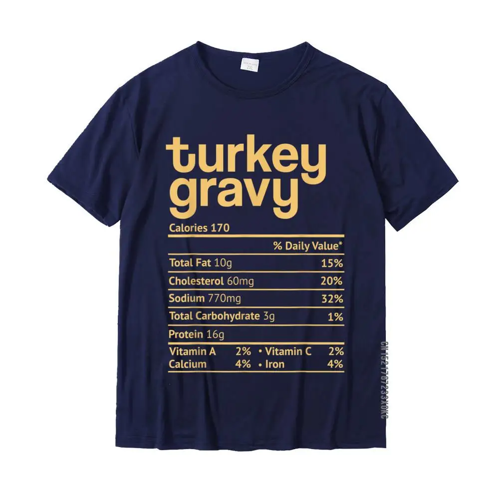 Party Gift O-Neck T-shirts Lovers Day Tops Tees Short Sleeve for Adult Classic Cotton Cool Tshirts Drop Shipping Turkey Gravy Nutrition Facts Funny Thanksgiving Christmas T-Shirt__MZ20254 navy