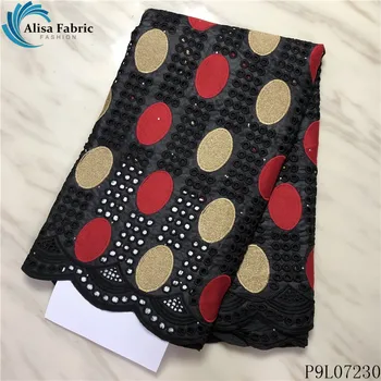 

Alisa black african bazin riche lace embroidered 100% polyester fabric with stones french circular punch design for dress,sewing