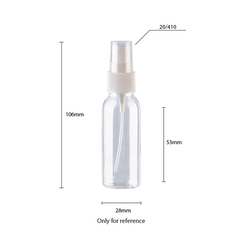 30ml 1pc Round Shoulder PET Plastic Empty Bottle With Multiple Cap Spray or Lotion 1oz Small 5