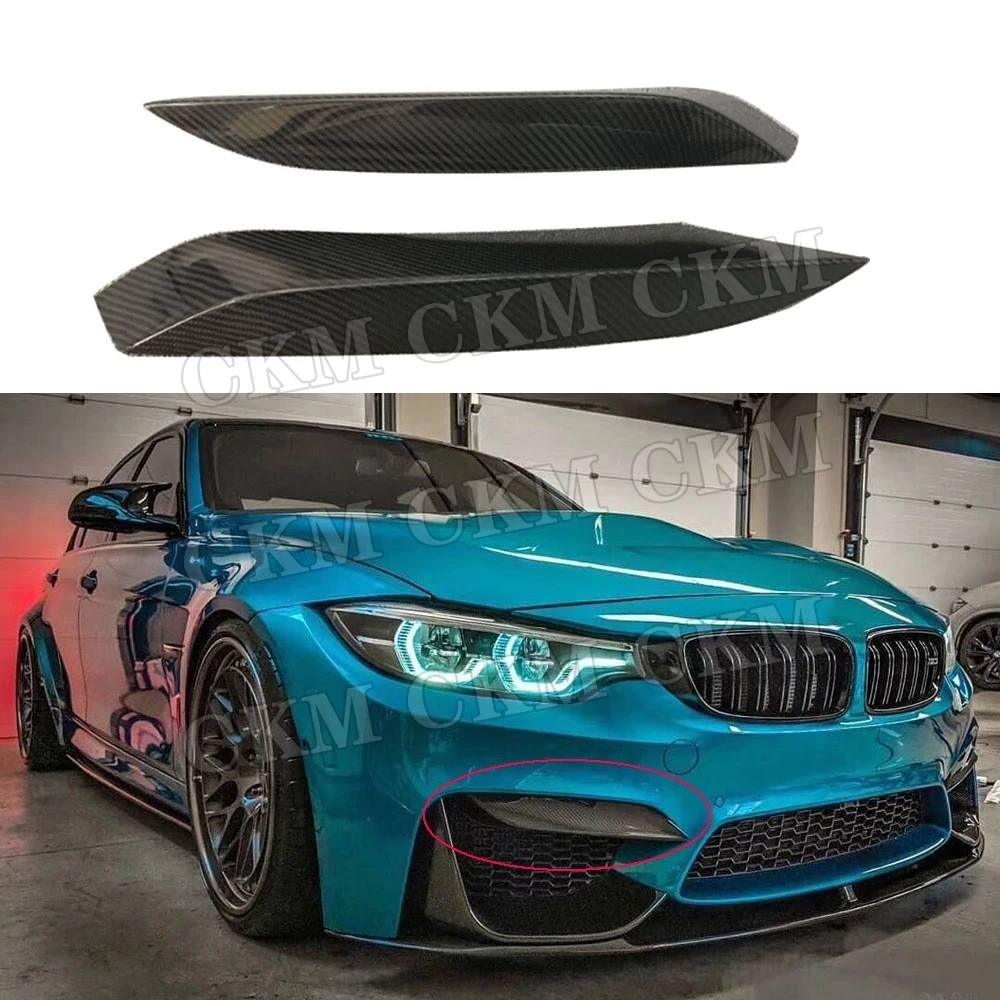 For M3 M4 Carbon Fiber Front Fog Light Eyebrows Cover Eyelids Trims