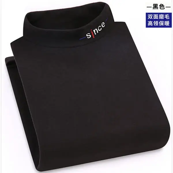 Черный Hombres cólido y cómodo jersey de cuello alto mangas largas suéteres de punto de jersey suave flexible slim fit Jersey casual de - Цвет: Черный