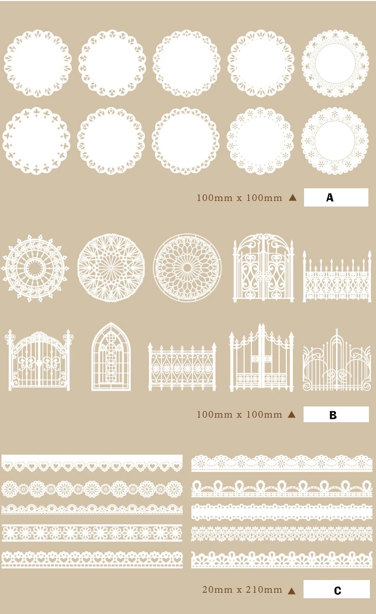 Hollow Lace Paper Alice Tea Party Series Hand Account Diary DIY Decorative Material Backing Paper Art Supplies