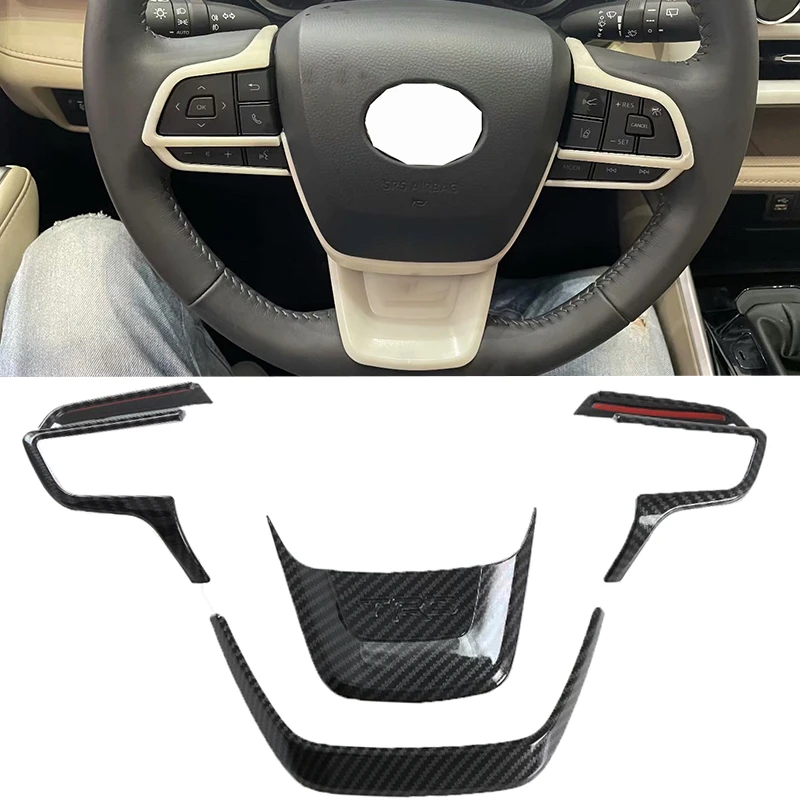 Carbon Fiber Steering Wheel ABS Cover Trim For Toyota Highlander 2020 2021 2022