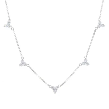 

NEW High quality 5 czs bezel cz station statement women 100% 925 sterling silver 35+10cm cz choker necklace chain Black Friday