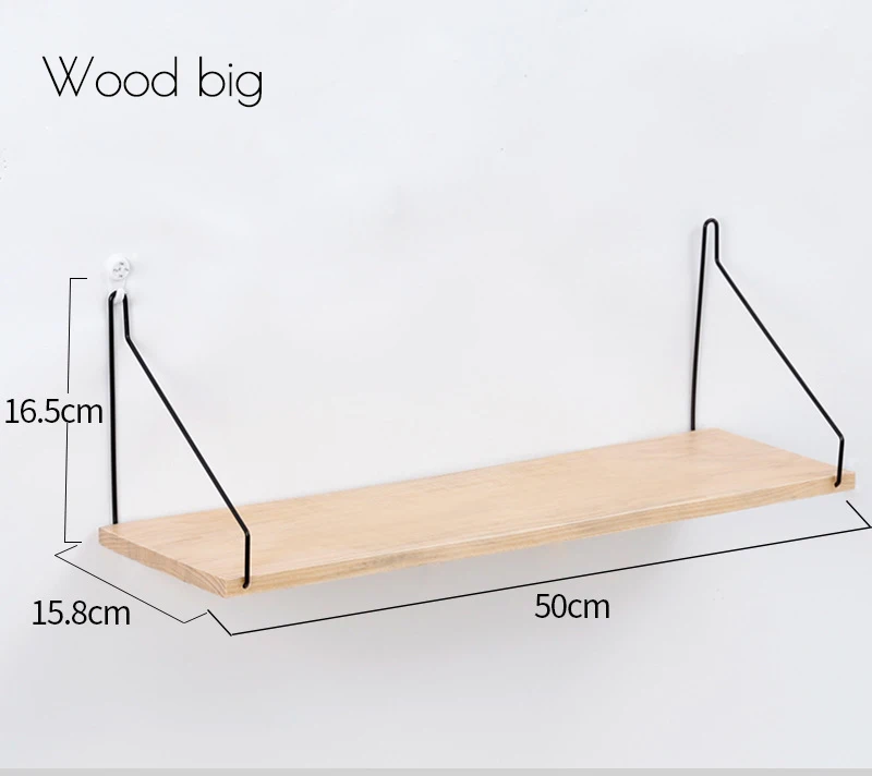 Деревянная настенная полка в скандинавском стиле, деревянная полка, украшение для гостиной, органайзер, держатели для хранения из натурального дерева, настенная полка для хранения - Цвет: wood color big
