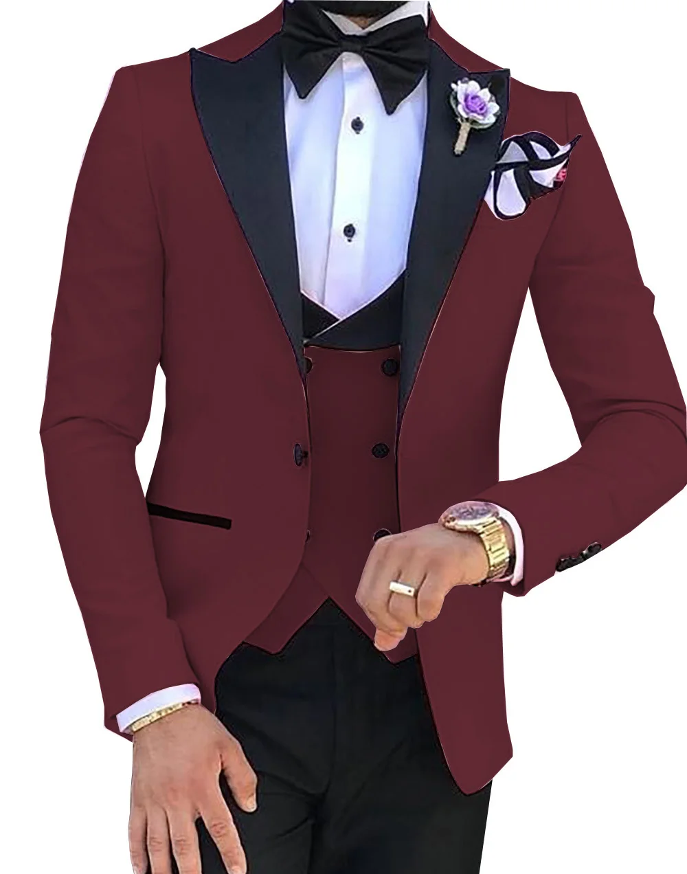 Мужской костюм из 3 предметов, строгий приталенный однотонный смокинг с отворотом, смокинг для жениха, для свадьбы, розовый цвет