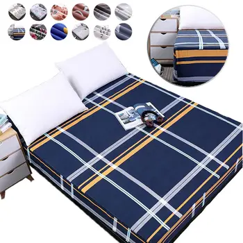 

Floral Stripes Printed Plaid Bed Sheet Microfiber Fabric Polyester Mattress Protective Cover Dustproof Elastic Fitted Bed Cover