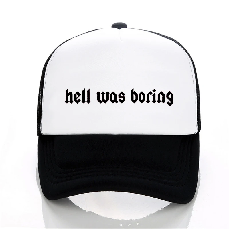 Мужская и Женская стильная бейсболка с надписью Hell Was Boring, крутая летняя кепка с сетчатым козырьком, унисекс, регулируемая бейсболка в стиле хип-хоп