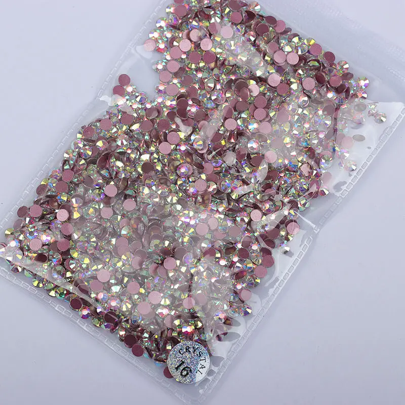 1440 pcs ss3-ss20 manicure jewelry hot red bottom drill glass white AB color size mixed flat bottom rhinestone - Цвет: AB ss16 3.8mm