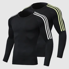 Мужская спортивная рубашка с длинным рукавом, дышащие колготки, спортивная рубашка для спортзала, быстросохнущая футболка для бега, фитнеса, тренировок