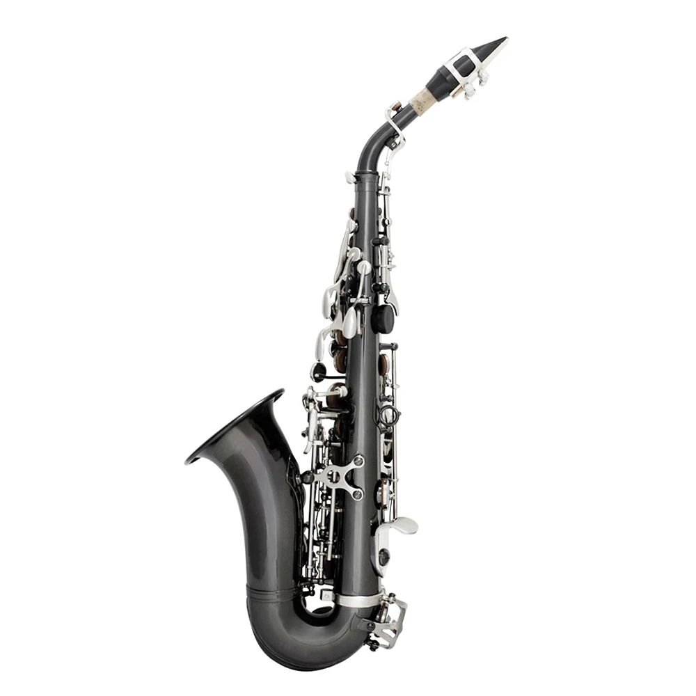 Bb сопрано саксофон Sax латунный материал черный никелированный деревянный духовой инструмент с чехлом перчатки, Чистящая салфетка кисти