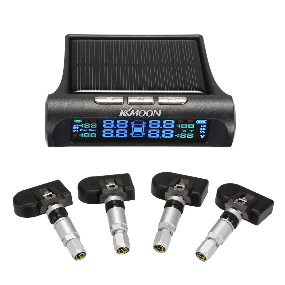 Система контроля давления в автомобильных шинах Авто TPMS Беспроводная Солнечная энергия в реальном времени с голосовым подсказкой ЖК-дисплей 4 внутренних датчика - Тип: Built-in voice