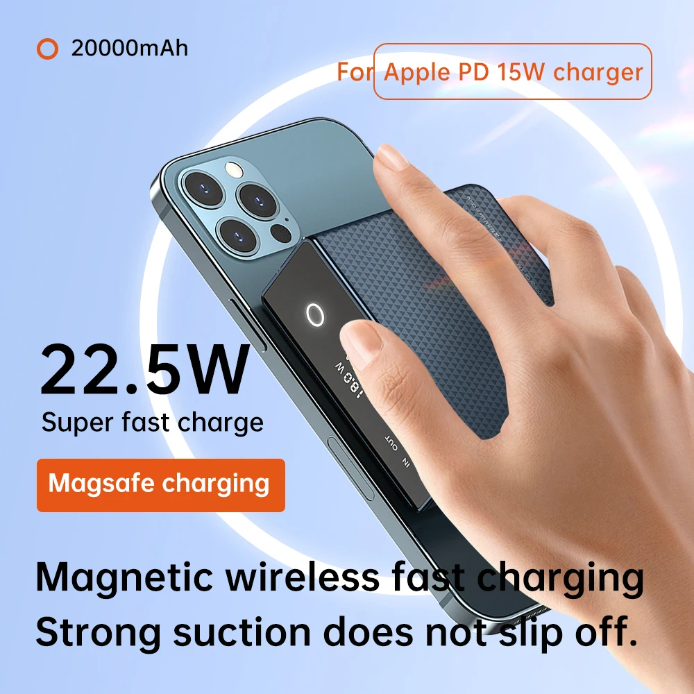 20000mAh Powerbank for Laptop Notebook 22.5W Type C Fast Charging 15W Magnetic Qi Wireless Charger for iPhone 13 12 Poverbank portable battery charger Power Bank