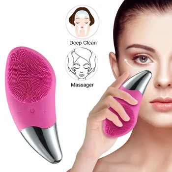 

Electric Facial Cleansing Brush Deep Cleaning Ultrasonic Face Silicone Beauty Eye Massage Face Cleansing Instrument USB Charger