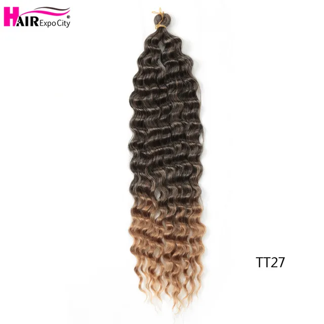22-28 Inch Deep Wave Twist Crochet Hair Natural Synthetic Braid Hair Afro Curls Ombre Braiding Hair Extensions Hair Expo City TT27