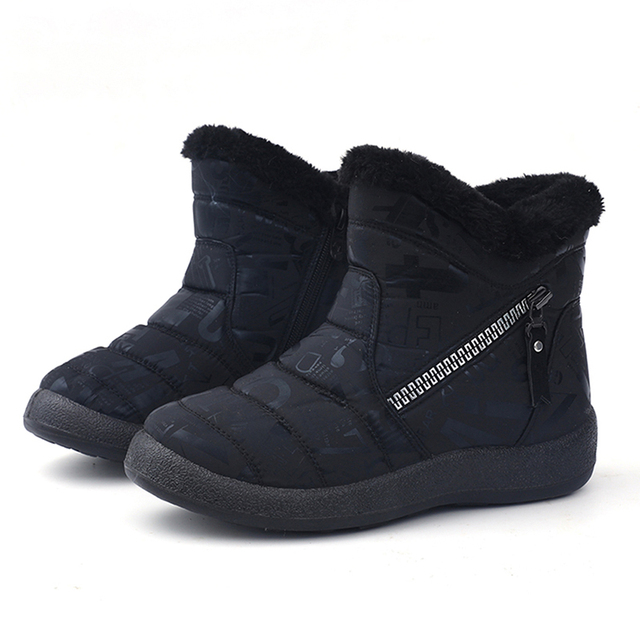 Boots Plush Warm Ankle Boots For Women Family Winter Boots Waterproof Women Boots Female Winter Shoes Zip Booties 28-43