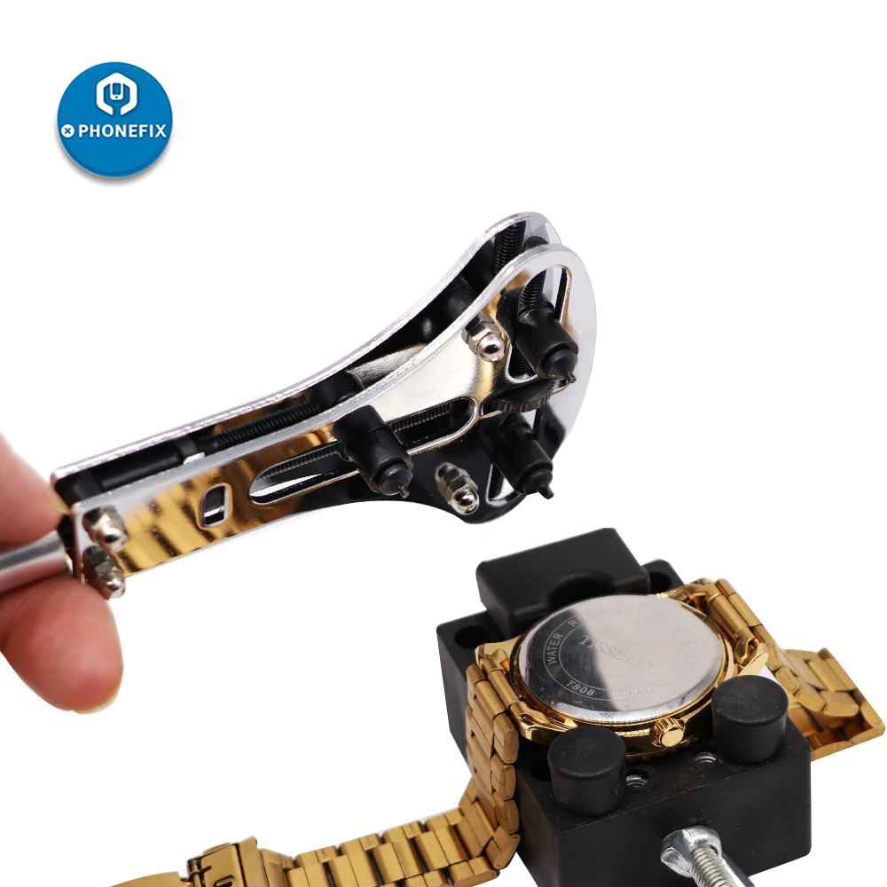 PHONEFIX Watch Case Opener Adjustable Screw Back Remover Wrench Wrist Repair Kit Battery Changing Tools Claw Watch Repair Tool PHONEFIX Watch Case Opener Adjustable Screw Back Remover Wrench Wrist Repair Kit Battery Changing Tools Claw Watch Repair Tool