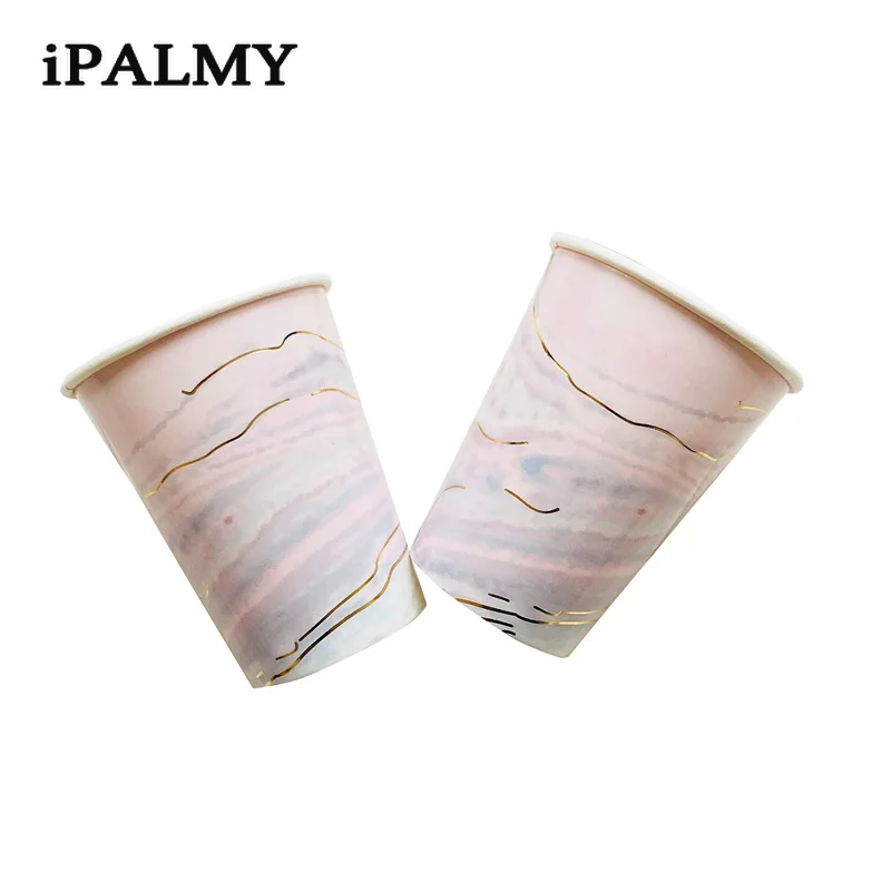 Ipalmay розовые мраморные градиентные шестигранные бумажные тарелки салфетки для стаканчиков соломинки одноразовая бумажная посуда для вечеринок на день рождения