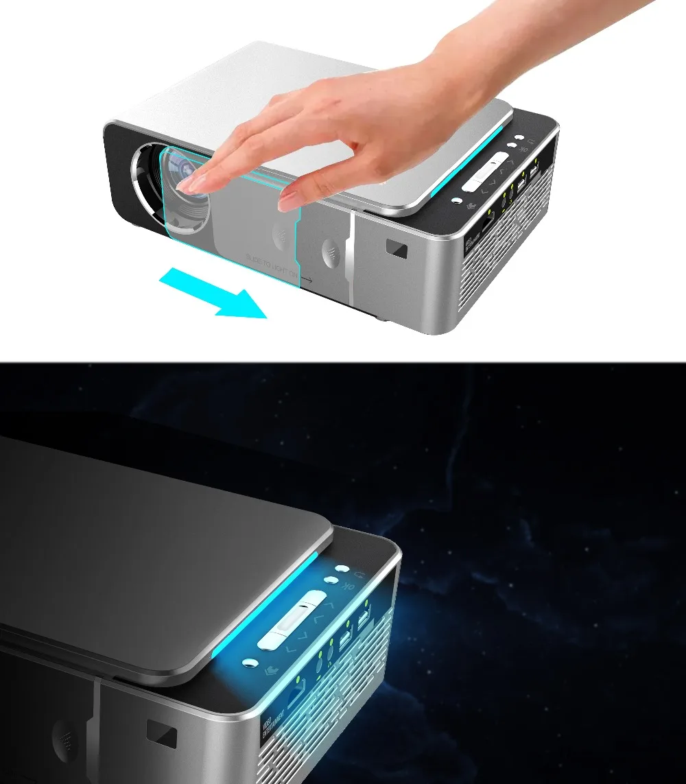  2019 New T6 1080P LED Projector 3500 lumens 1280x720 Portable projector Android 7.1 USB HDMI VGA AV