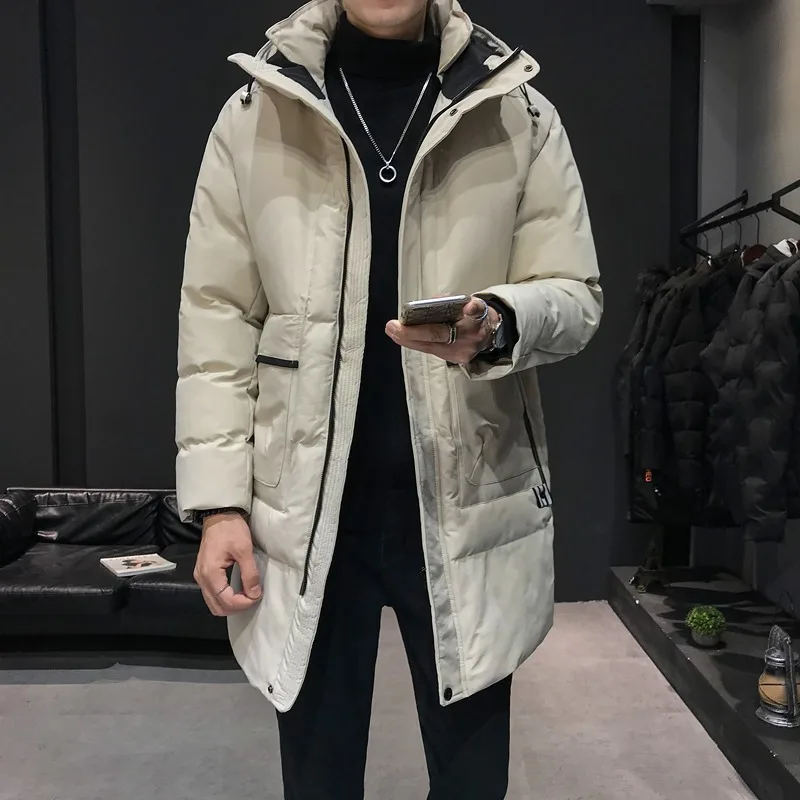 

Winter Coat Men's Warm Thick Fashion Parka Men Solid Color Casual Long Jacket Man Wild Loose Cotton Hooded Coat Male Clothes