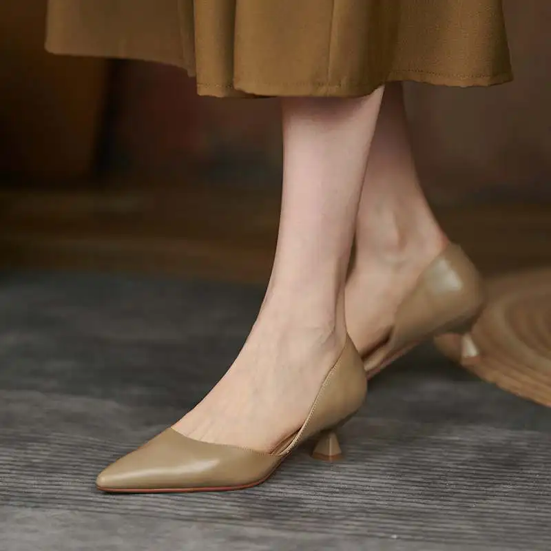 Krazing Pot Full Grain Leather Colorful Pointed Toe Stiletto High Heels Slip On Fashion Shallow Sexy Wedding Wholesale Ins Pumps