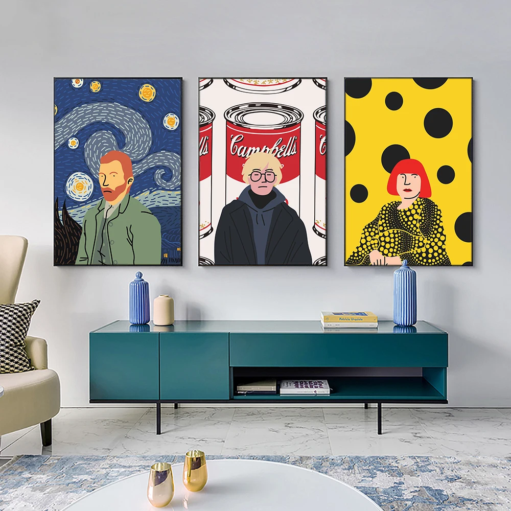 Настенные картины с абстрактным рисунком Винсента Ван Гога настенные Yayoi Kusama для
