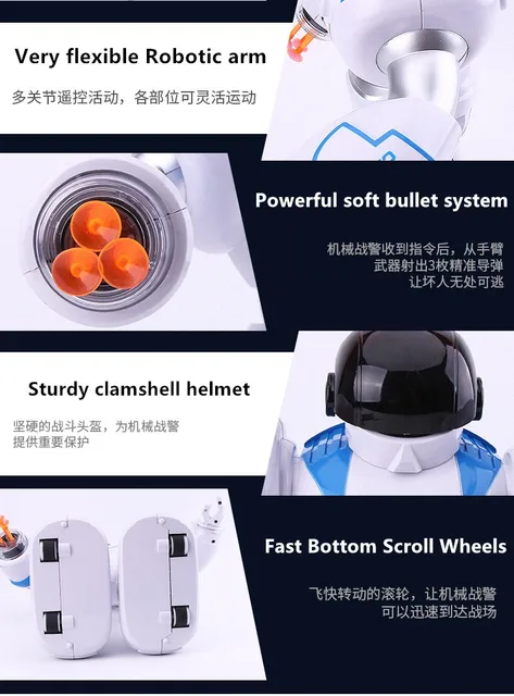 New Smart Robot Intelligent programming rechargeable Radio Control robots  Soft missile launch
